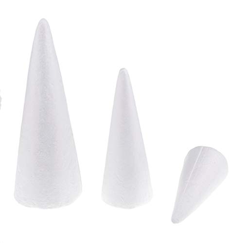 Fityle 15 Pieces Styrofoam Cone Foam 15/20/25cm White,Handmade DIY...