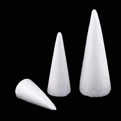 Fityle 15 Pieces Styrofoam Cone Foam 15/20/25cm White,Handmade DIY...