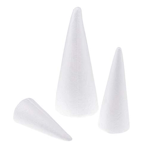 Fityle 15 Pieces Styrofoam Cone Foam 15/20/25cm White,Handmade DIY...