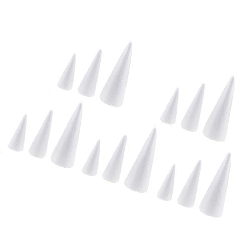 Fityle 15 Pieces Styrofoam Cone Foam 15/20/25cm White,Handmade DIY...