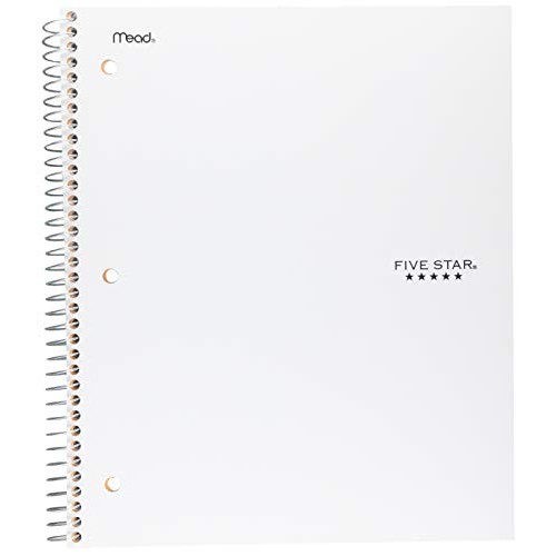 Five Star Spiral College Ruled Notebook, 1 Subject, Wired Note Boo...