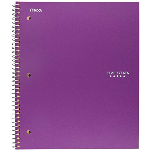 Five Star Spiral College Ruled Notebook, 1 Subject, Wired Note Boo...