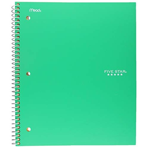 Five Star Spiral College Ruled Notebook, 1 Subject, Wired Note Boo...