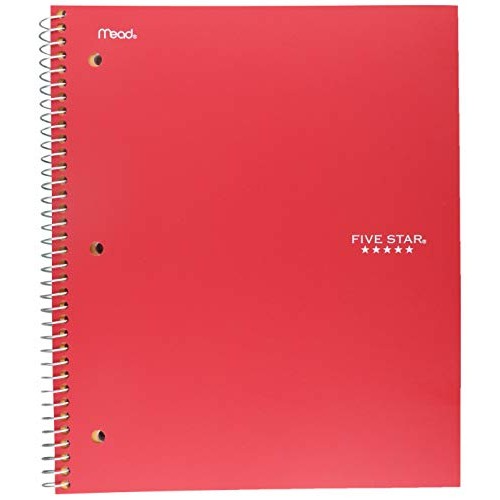 Five Star Spiral College Ruled Notebook, 1 Subject, Wired Note Boo...