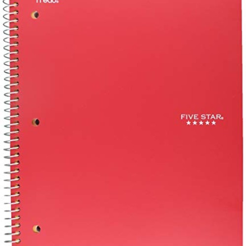 Five Star Spiral College Ruled Notebook, 1 Subject, Wired Note Boo...