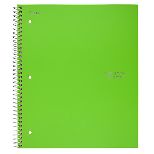 Five Star Spiral Notebook, 1 Subject, College Ruled Paper, 100 She...