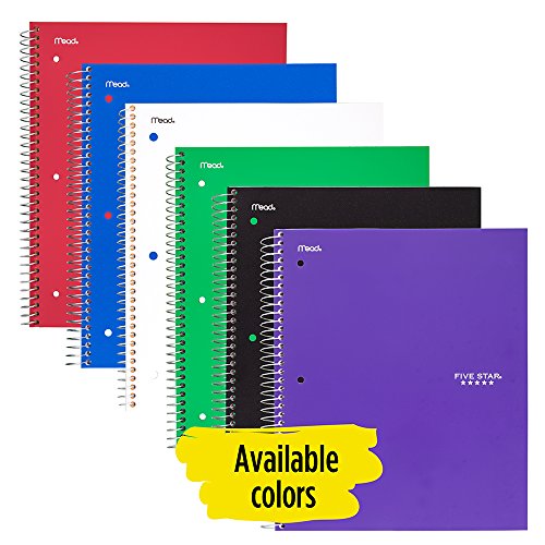 Five Star Spiral Notebook, 5 Subject, College Ruled Paper, 200 She...