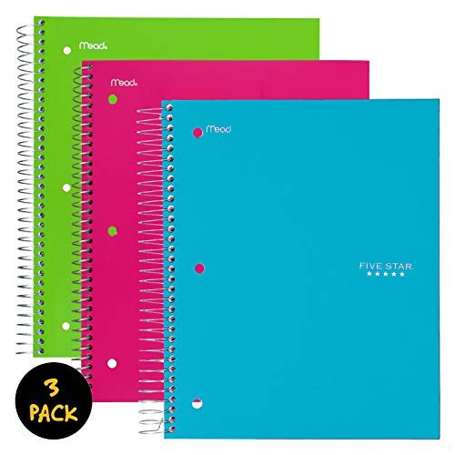 Five Star Spiral Notebooks, 1 Subject, College Ruled Paper, 100 Sh...