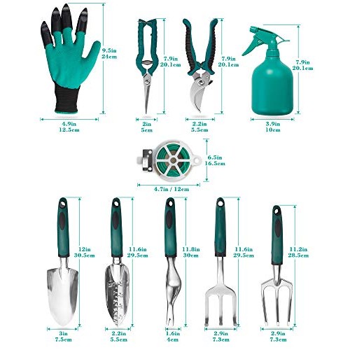 FiveJoy Garden Tool Set, 11 Piece Aluminum Alloy Steel Hand Tool S...