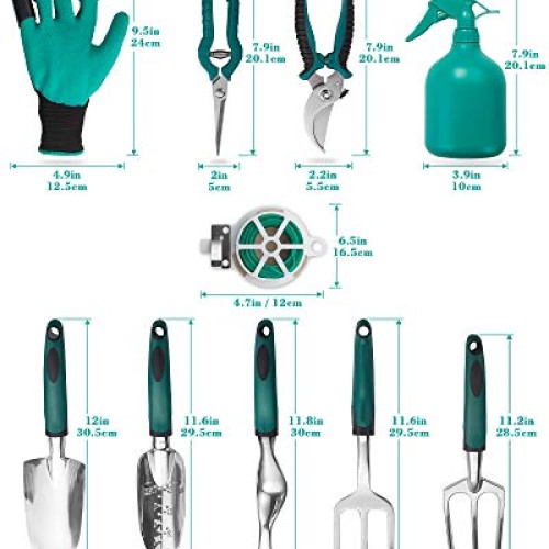 FiveJoy Garden Tool Set, 11 Piece Aluminum Alloy Steel Hand Tool S...