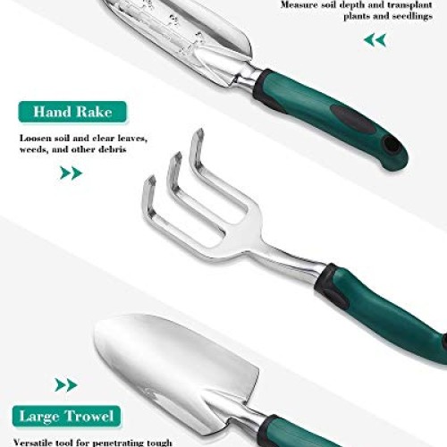 FiveJoy Garden Tool Set, 11 Piece Aluminum Alloy Steel Hand Tool S...