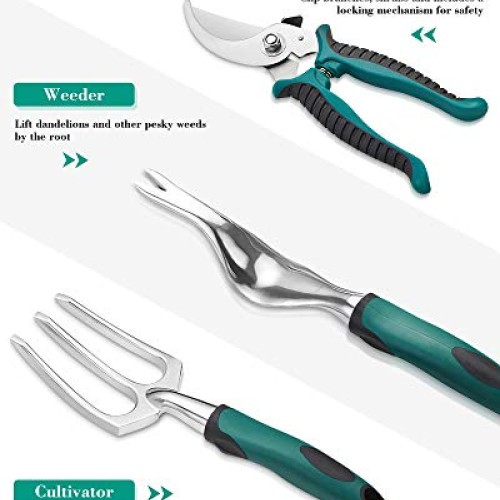 FiveJoy Garden Tool Set, 11 Piece Aluminum Alloy Steel Hand Tool S...