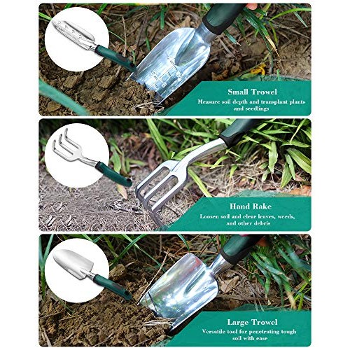 FiveJoy Garden Tool Set, 11 Piece Aluminum Alloy Steel Hand Tool S...