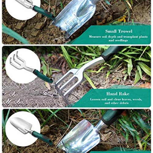 FiveJoy Garden Tool Set, 11 Piece Aluminum Alloy Steel Hand Tool S...