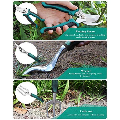 FiveJoy Garden Tool Set, 11 Piece Aluminum Alloy Steel Hand Tool S...