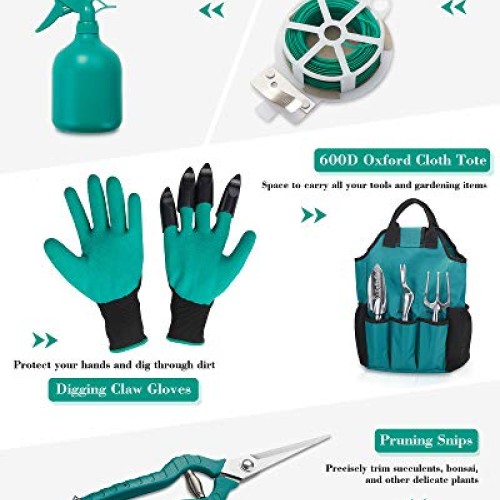 FiveJoy Garden Tool Set, 11 Piece Aluminum Alloy Steel Hand Tool S...