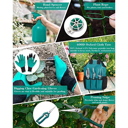 FiveJoy Garden Tool Set, 11 Piece Aluminum Alloy Steel Hand Tool S...
