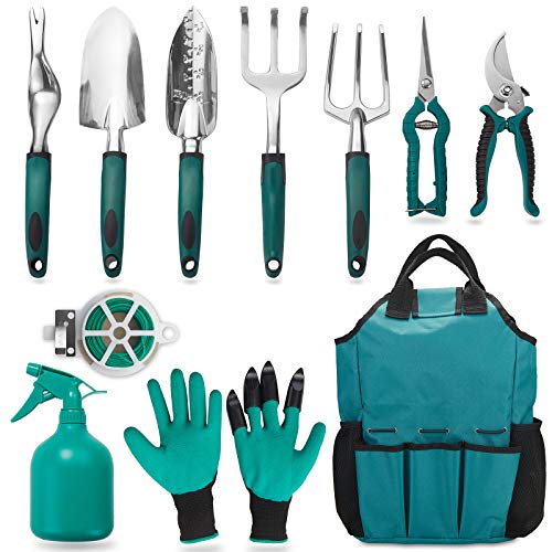 FiveJoy Garden Tool Set, 11 Piece Aluminum Alloy Steel Hand Tool S...