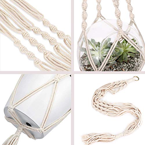 3 Pack Macrame Plant Hanger with S-L Size, Fixinus 4 Legs Cotton W...