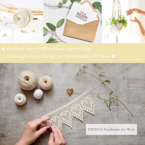 3 Pack Macrame Plant Hanger with S-L Size, Fixinus 4 Legs Cotton W...