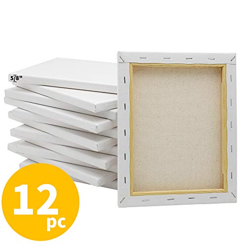 FIXSMITH Stretched White Blank Canvas- 8x10 Inch,Bulk Pack of 12,P...