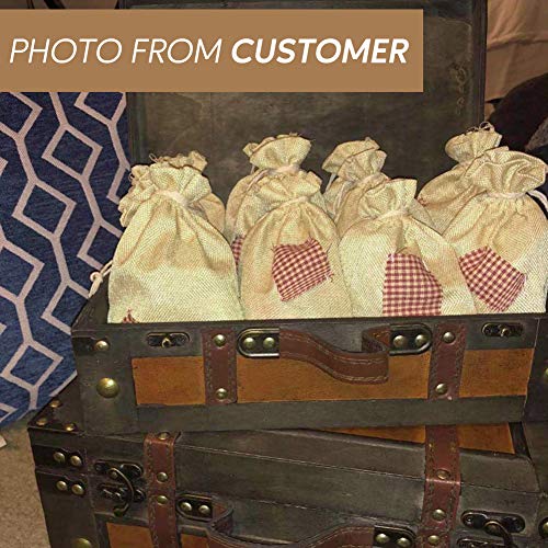 FLAIRYLAND 5 X 8 Linen Burlap Bags with Jute Drawstring for Gift...