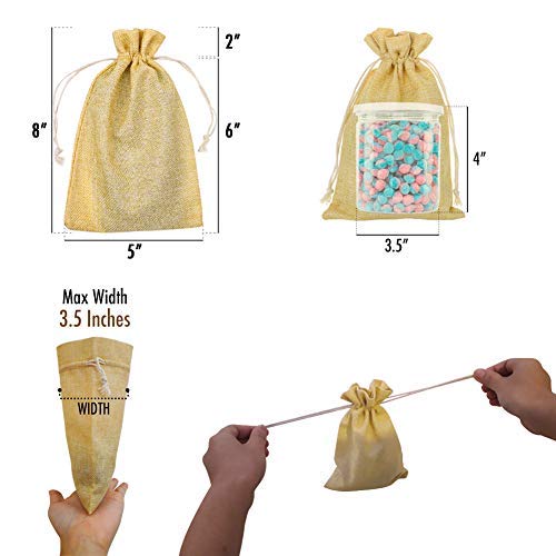 FLAIRYLAND 50 Pcs 4.7 x 7.5 inch Linen Burlap Bags with Jute Draws...