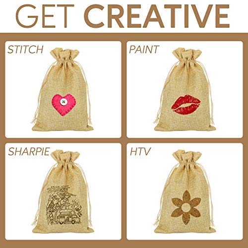 FLAIRYLAND 50 Pcs 4.7 x 7.5 inch Linen Burlap Bags with Jute Draws...