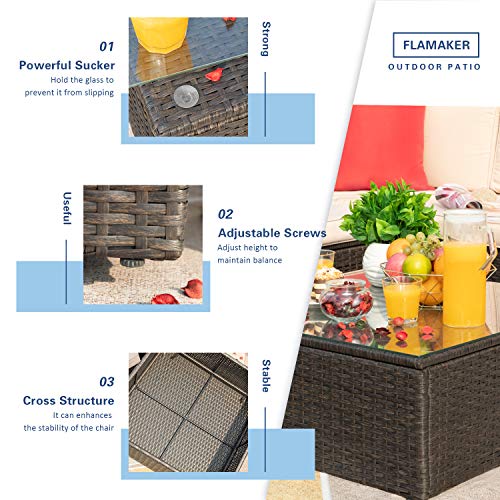 Flamaker 6 Pieces Patio Furniture Set Outdoor Sectional Sofa Outdo...