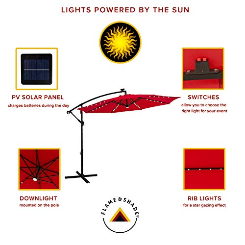 FLAME&SHADE 10 ft Hanging Offset Cantilever Outdoor Patio Umbrella...