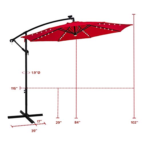 FLAME&SHADE 10 ft Hanging Offset Cantilever Outdoor Patio Umbrella...