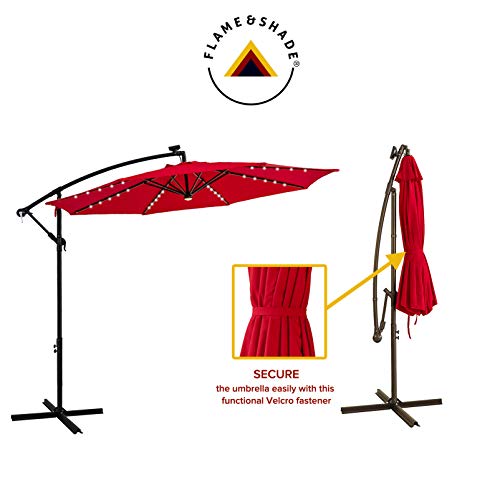 FLAME&SHADE 10 ft Hanging Offset Cantilever Outdoor Patio Umbrella...