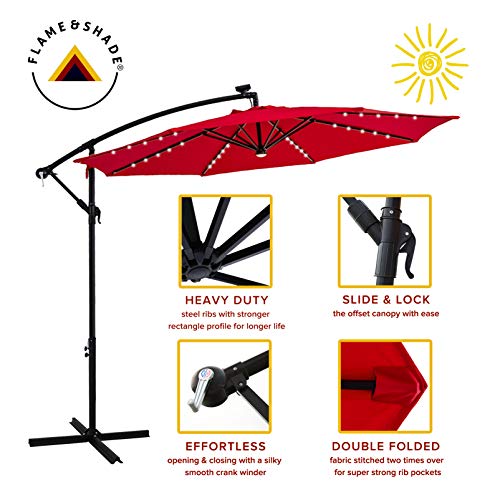 FLAME&SHADE 10 ft Hanging Offset Cantilever Outdoor Patio Umbrella...