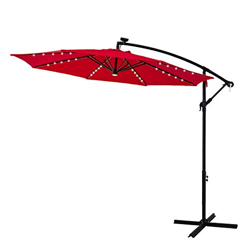 FLAME&SHADE 10 ft Hanging Offset Cantilever Outdoor Patio Umbrella...