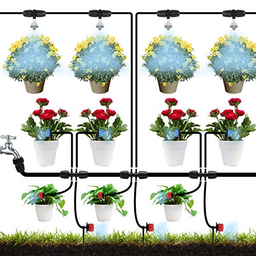 Flantor Garden Irrigation Kit, 50ft 3/8 Tubing + 50ft 1/4 Tubing...