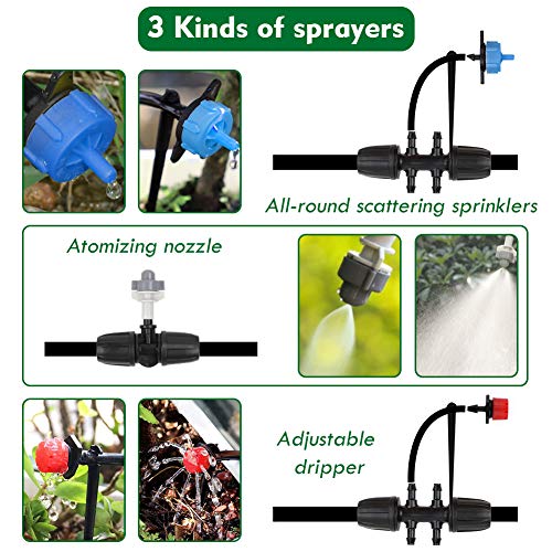 Flantor Garden Irrigation Kit, 50ft 3/8 Tubing + 50ft 1/4 Tubing...