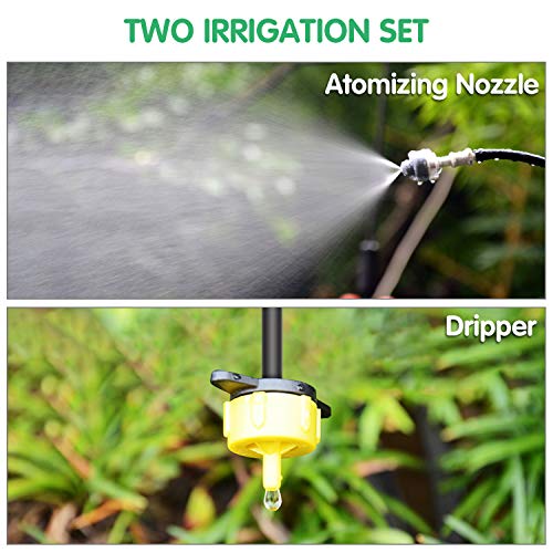 Flantor Garden Irrigation System,50ft 3/8 & 50ft 1/4 Blank Distr...