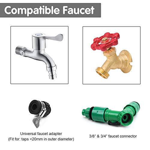 Flantor Garden Irrigation System,50ft 3/8 & 50ft 1/4 Blank Distr...