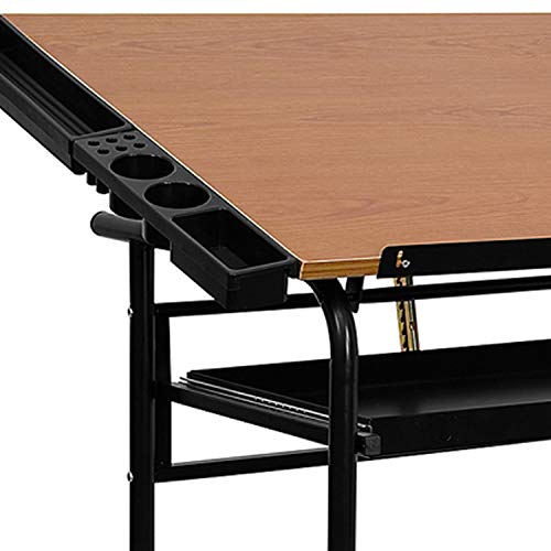 Flash Furniture Adjustable Drawing and Drafting Table with Black F...