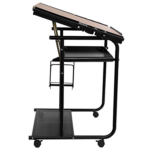 Flash Furniture Adjustable Drawing and Drafting Table with Black F...