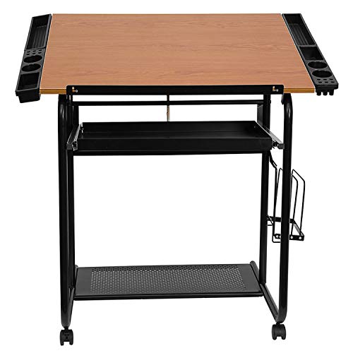 Flash Furniture Adjustable Drawing and Drafting Table with Black F...