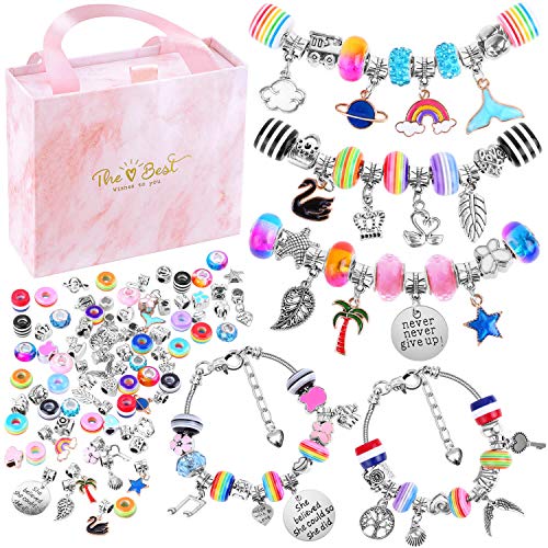 Bracelet Making Kit for Girls, Flasoo 85PCs Charm Bracelets Kit wi...
