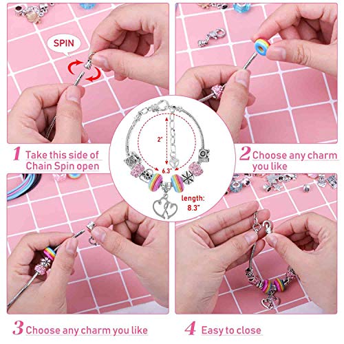 Charm Bracelet Kit, Flasoo 75 Pcs Jewelry Kit with Charm Beads for...