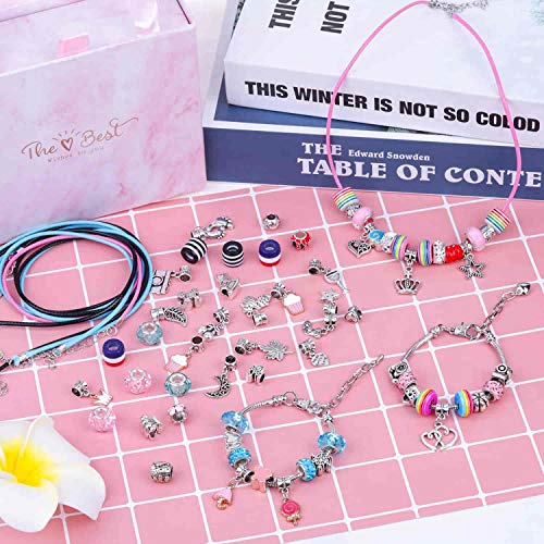 Charm Bracelet Kit, Flasoo 75 Pcs Jewelry Kit with Charm Beads for...