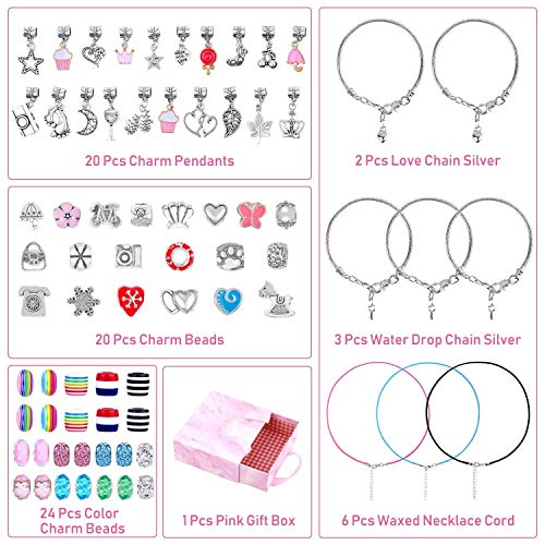 Charm Bracelet Kit, Flasoo 75 Pcs Jewelry Kit with Charm Beads for...