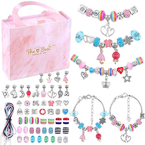 Charm Bracelet Kit, Flasoo 75 Pcs Jewelry Kit with Charm Beads for...