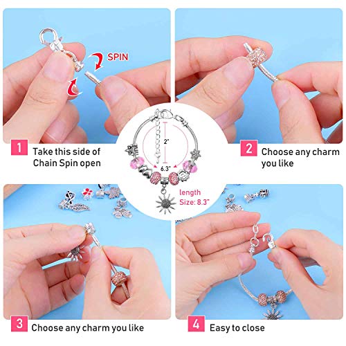 Charm Bracelet Making Kit, Flasoo Charm Beads Bracelet Jewelry Mak...