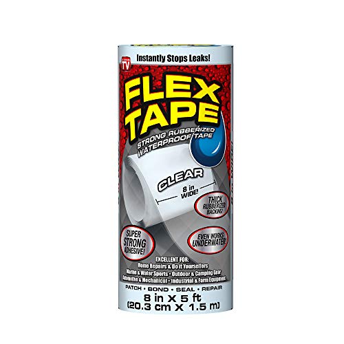 Flex Tape Rubberized Waterproof Tape, 8 X 5, Clear, 2.6 Lb