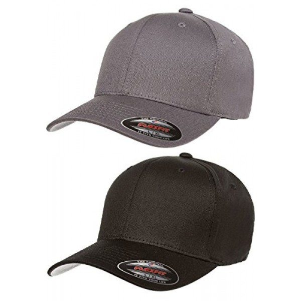 Flexfit 2-Pack Premium Original Cotton Twill Fitted Hat, 2pack 1-b...