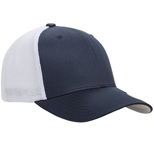 Flexfit Mens Trucker Mesh Cap-2-Tone, Navy/White, One Size Fits All